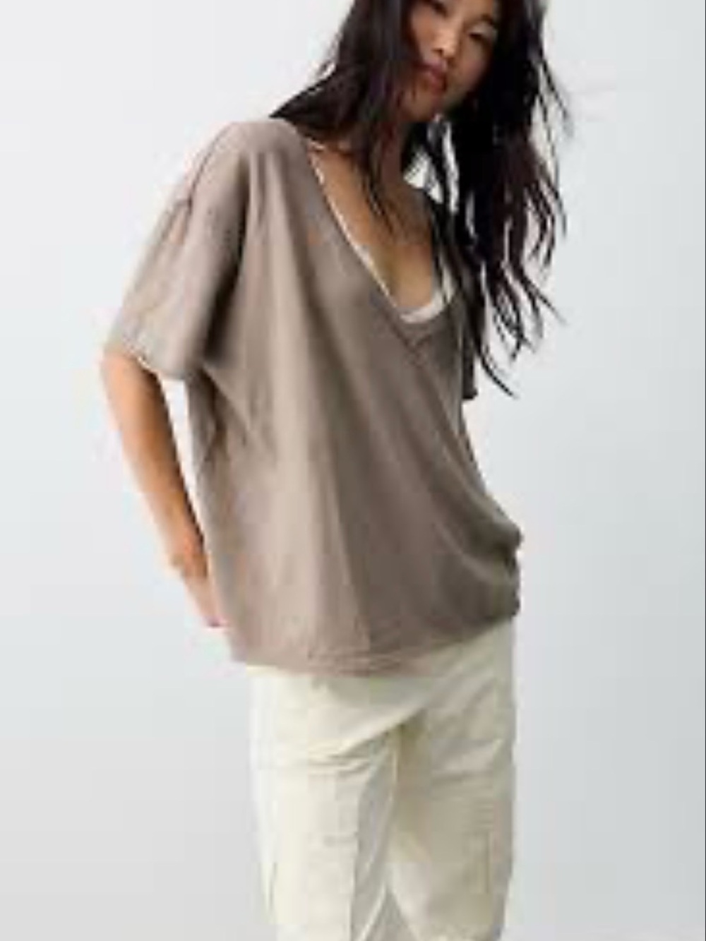 We The Free Relaxed Scoop Neck Short Sleeve Oversized Tee in Grey